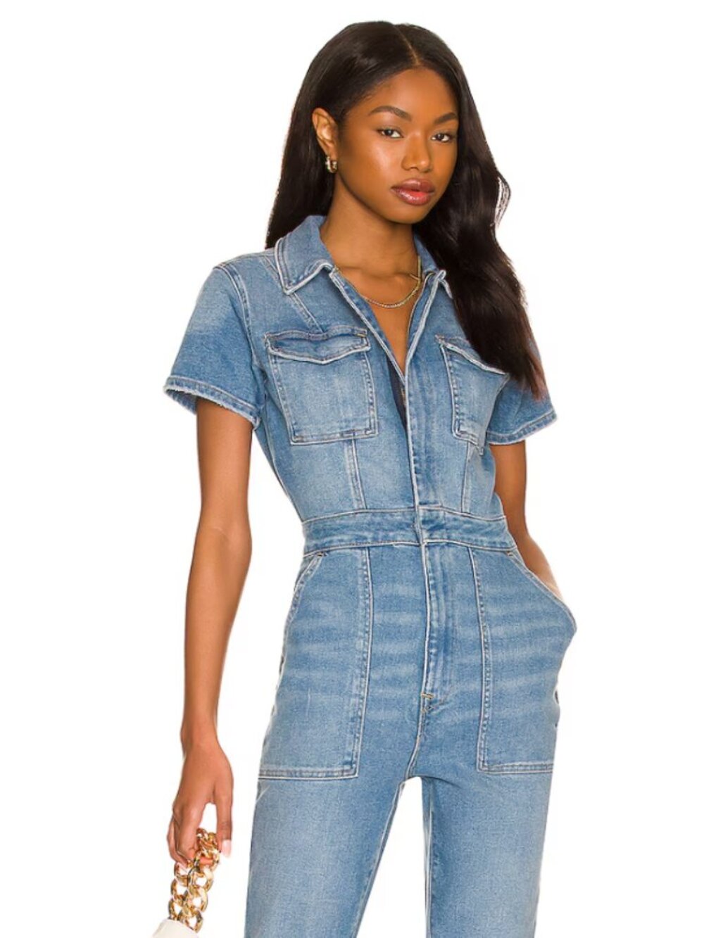 GOOD AMERICAN denim Jumpsuit in Light Blue- Size M